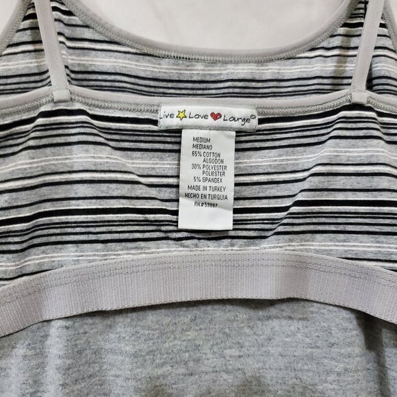 Live Love Lounge Vintage Striped Shelf Bra Cami Top Size Medium - Picture 9 of 15